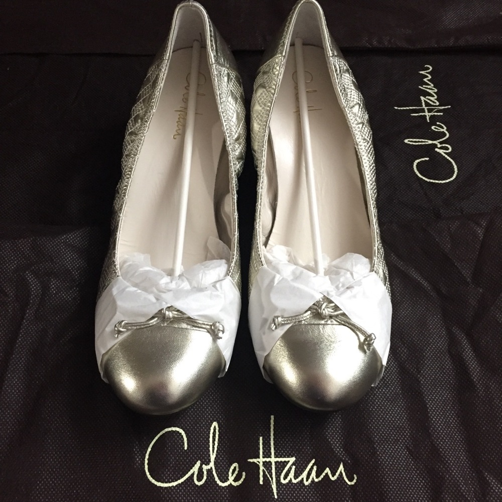Cole Haan Air Tali Quilted Wedge, White Gold